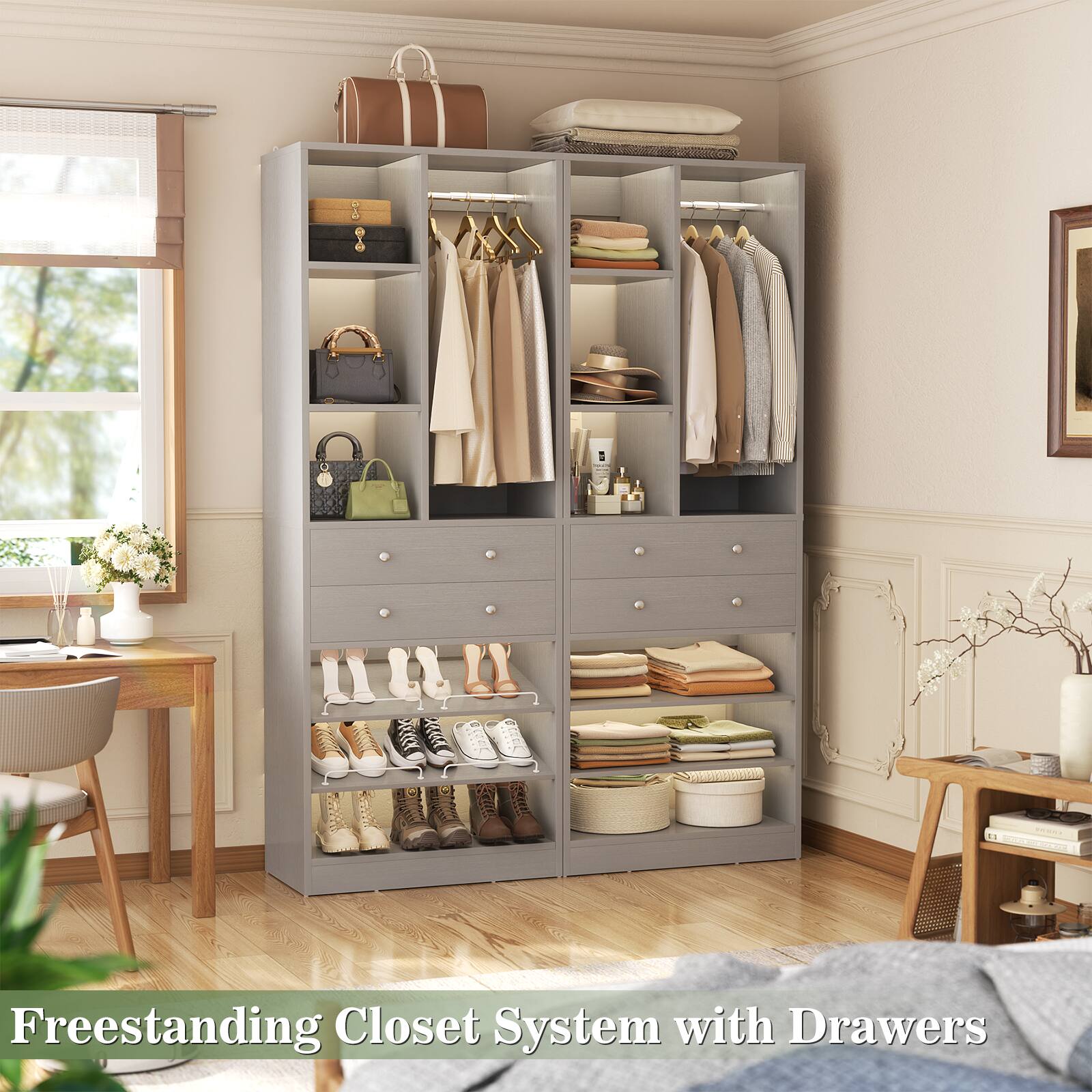 Freestanding Closet System with Drawers