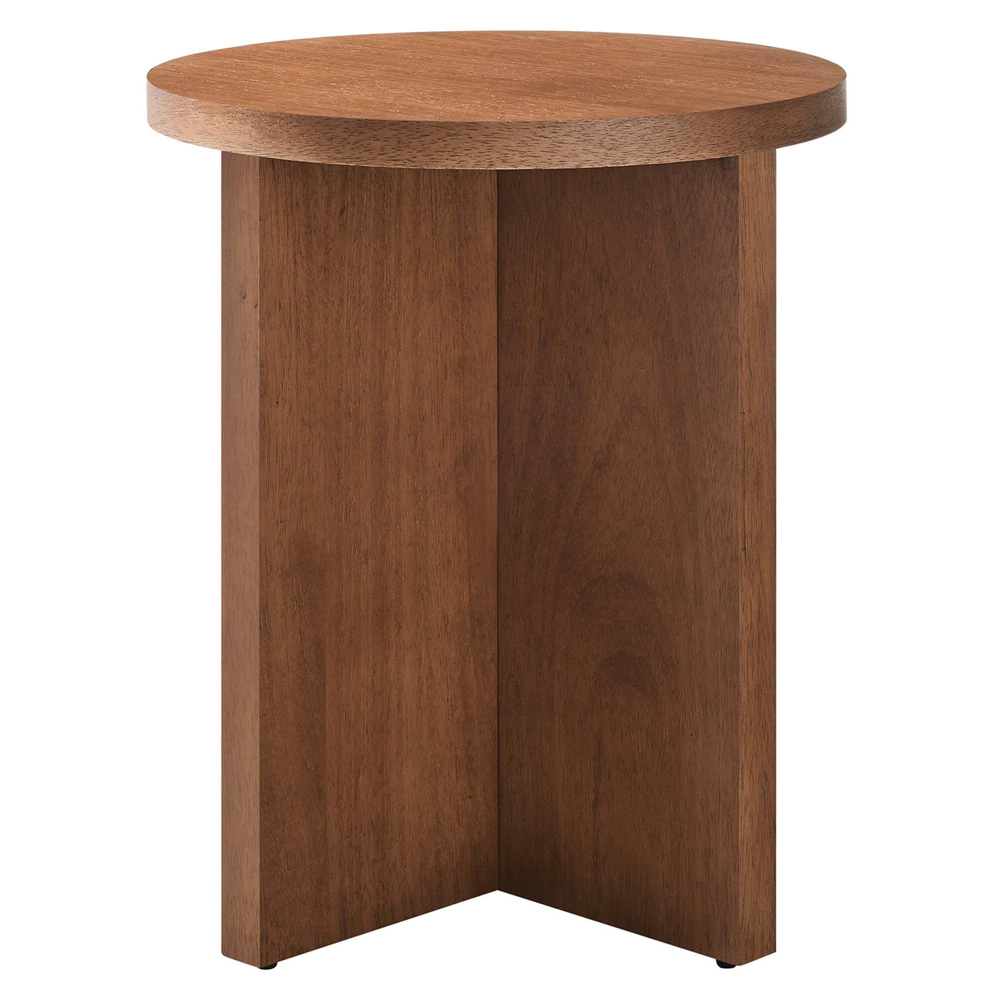 Angle. Modway - Silas Round Wood Side Table by Modway - Walnut.