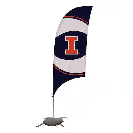 Front. Victory Corps - Illinois Fighting Illini 7.5' Swirl Razor Feather Flag with Base - Navy.