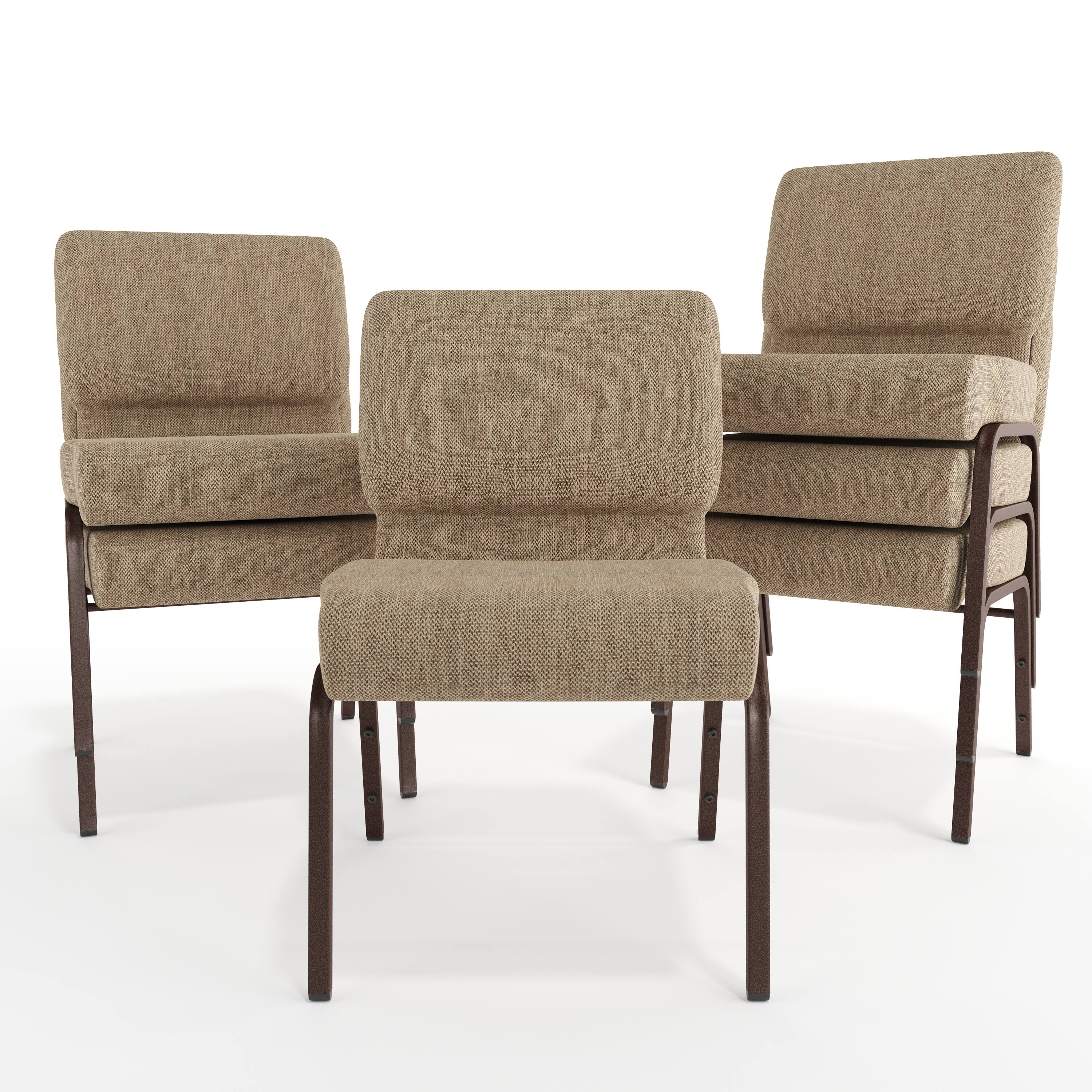 Alt View 10. Emma + Oliver - 21"W Stackable Church/Reception Guest Chair - Beige Fabric/Copper Vein Frame.