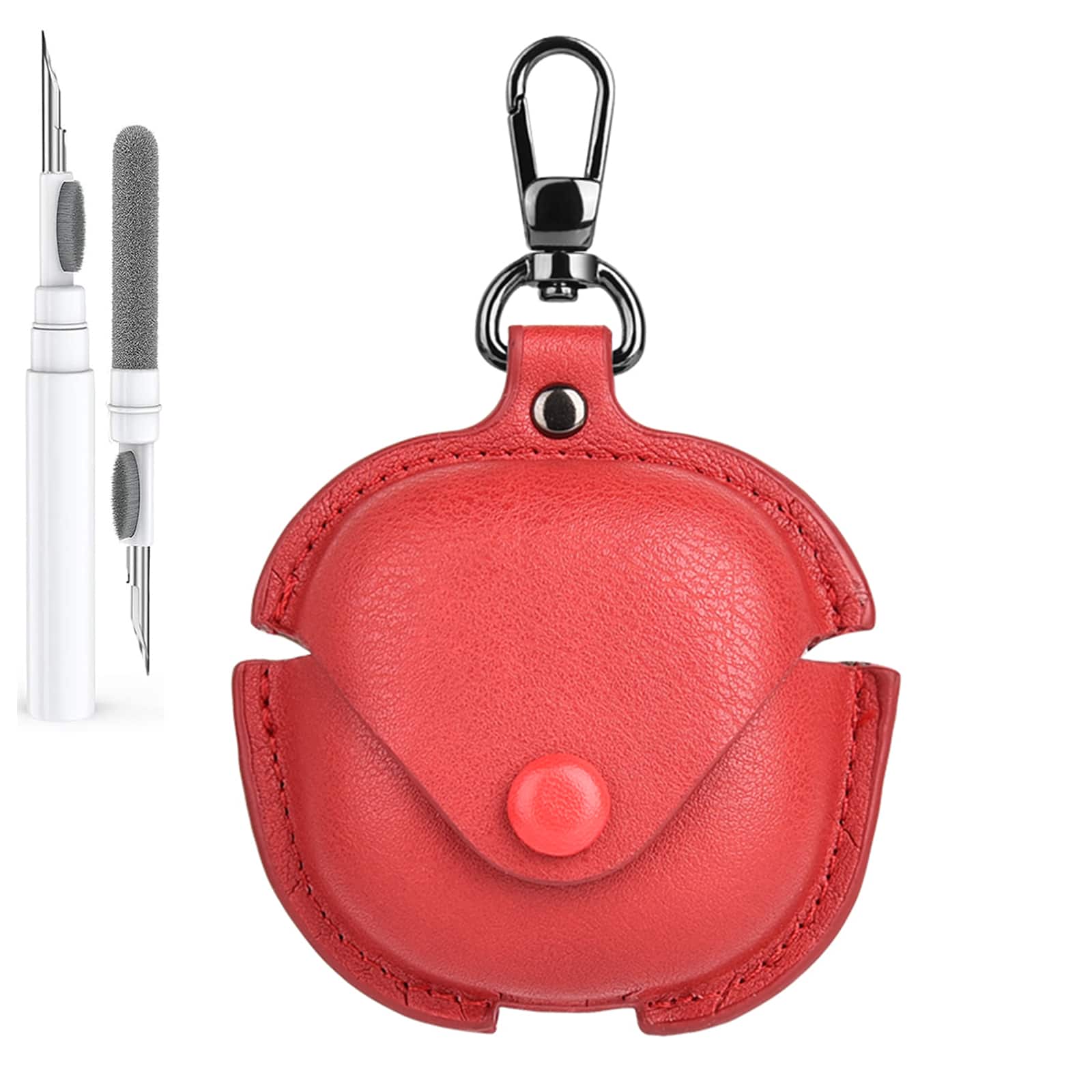 Dteck - Slim Faux Leather Earbuds Case for Samsung Galaxy Buds 4/4Pro with Keychain,Business Dustproof Earphone Protective Cover - Red