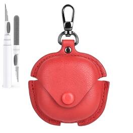 Dteck - Slim Faux Leather Earbuds Case for Samsung Galaxy Buds 4/4Pro with Keychain,Business Dustproof Earphone Protective Cover - Red