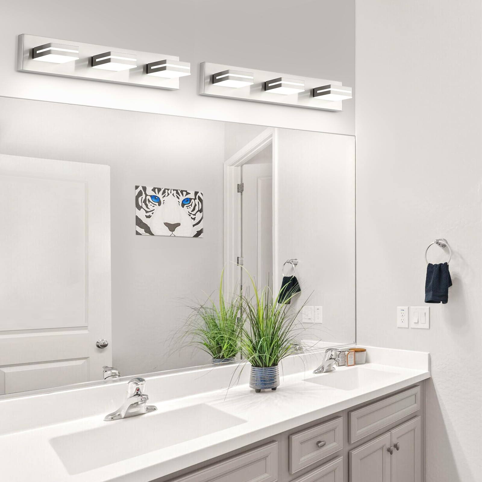 Alt View 3. Comfort Essence - Light Bathroom Vanity Brushed Nickel Modern w Led Dimmable Over Mirror Adjustable Lamp Head Cold k Etl List - Matte Black - 3CCT 3-Light, 22 Inch.