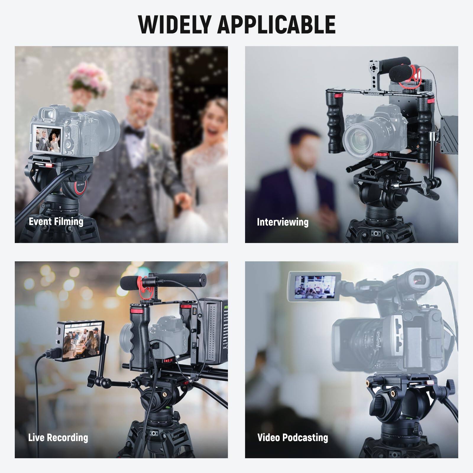 WIDELY APPLICABLE

- Event Filming
- Interviewing
- Live Recording
- Video Podcasting