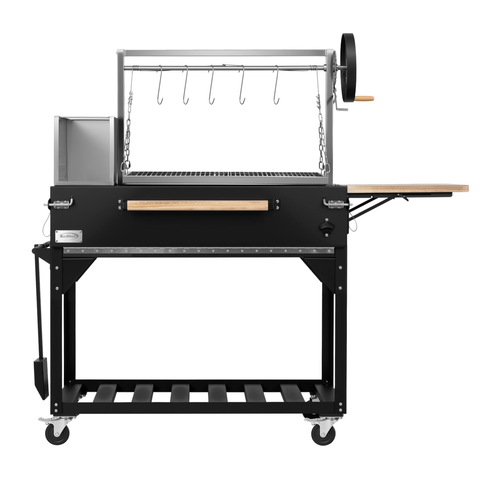 Alt View 2. Koolmore - 72 in. Argentine Santa Maria Charcoal and Wood Grill, Adjustable Outdoor BBQ, in Black (KM-OG-AW-72) - Black.