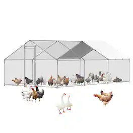 Boyel Living - Metal Chicken Coop 9 Ft Large Walk In Poultry Hen House