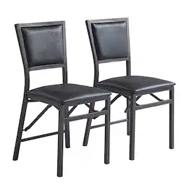 Vecelo - 6-Pack PU Leather Folding Chairs - Dining Chair,300lb Capacity, Padded Seat, Space Saving Foldable Design - Black 2 Pack