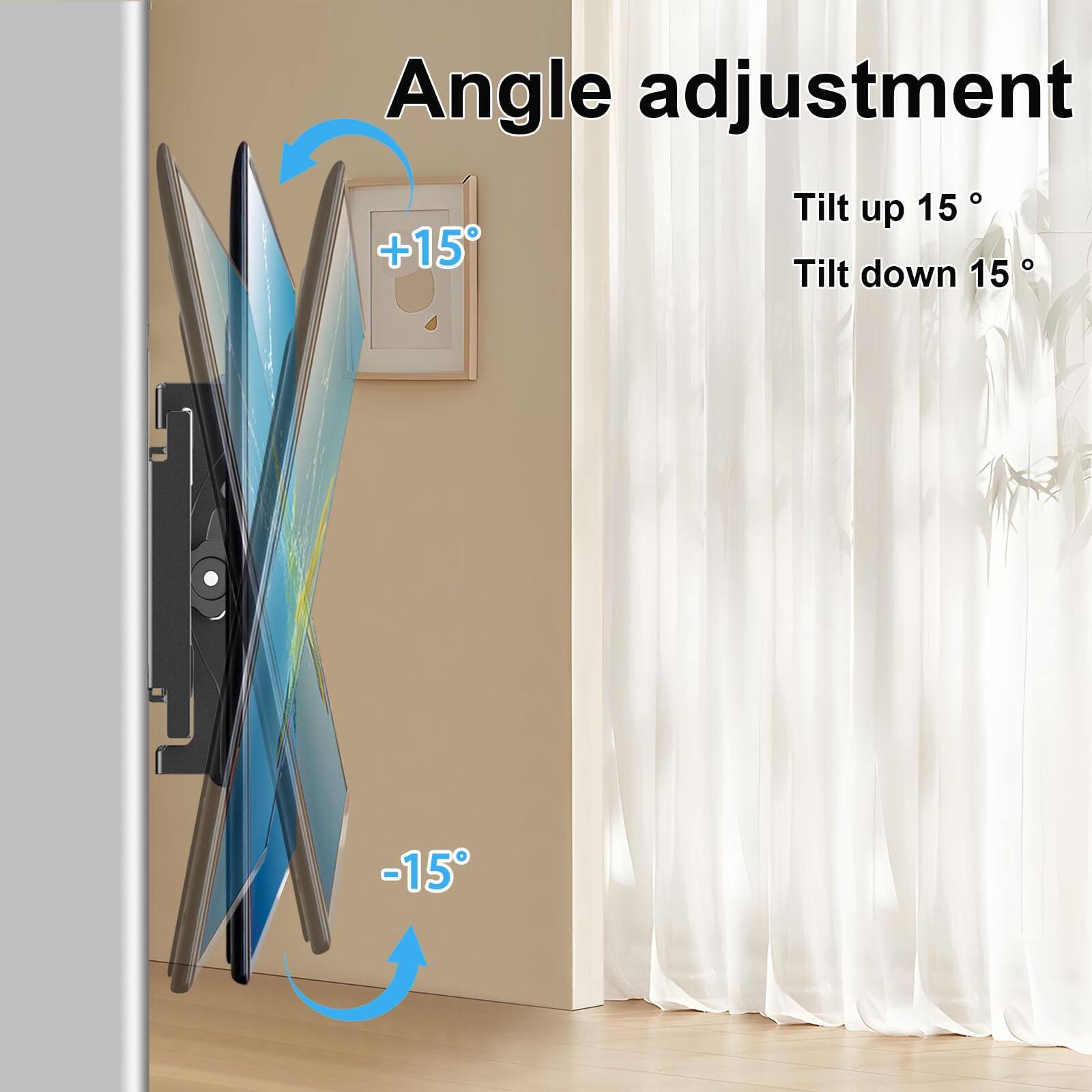 Angle adjustment  
Tilt up 15°  
Tilt down 15°