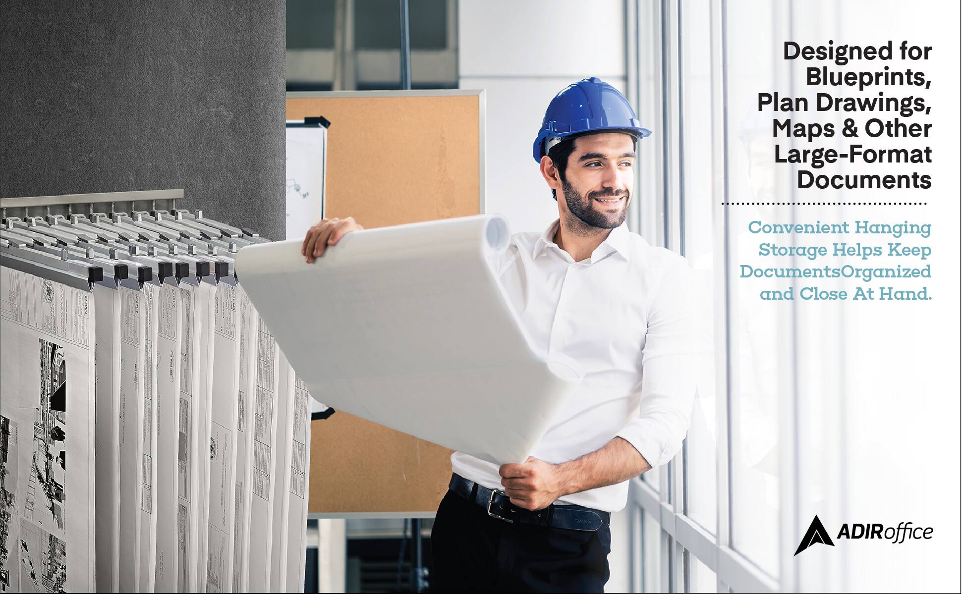 Designed for Blueprints, Plan Drawings, Maps & Other Large-Format Documents. Convenient Hanging Storage Helps Keep Documents Organized and Close At Hand. ADIRoffice ADIR