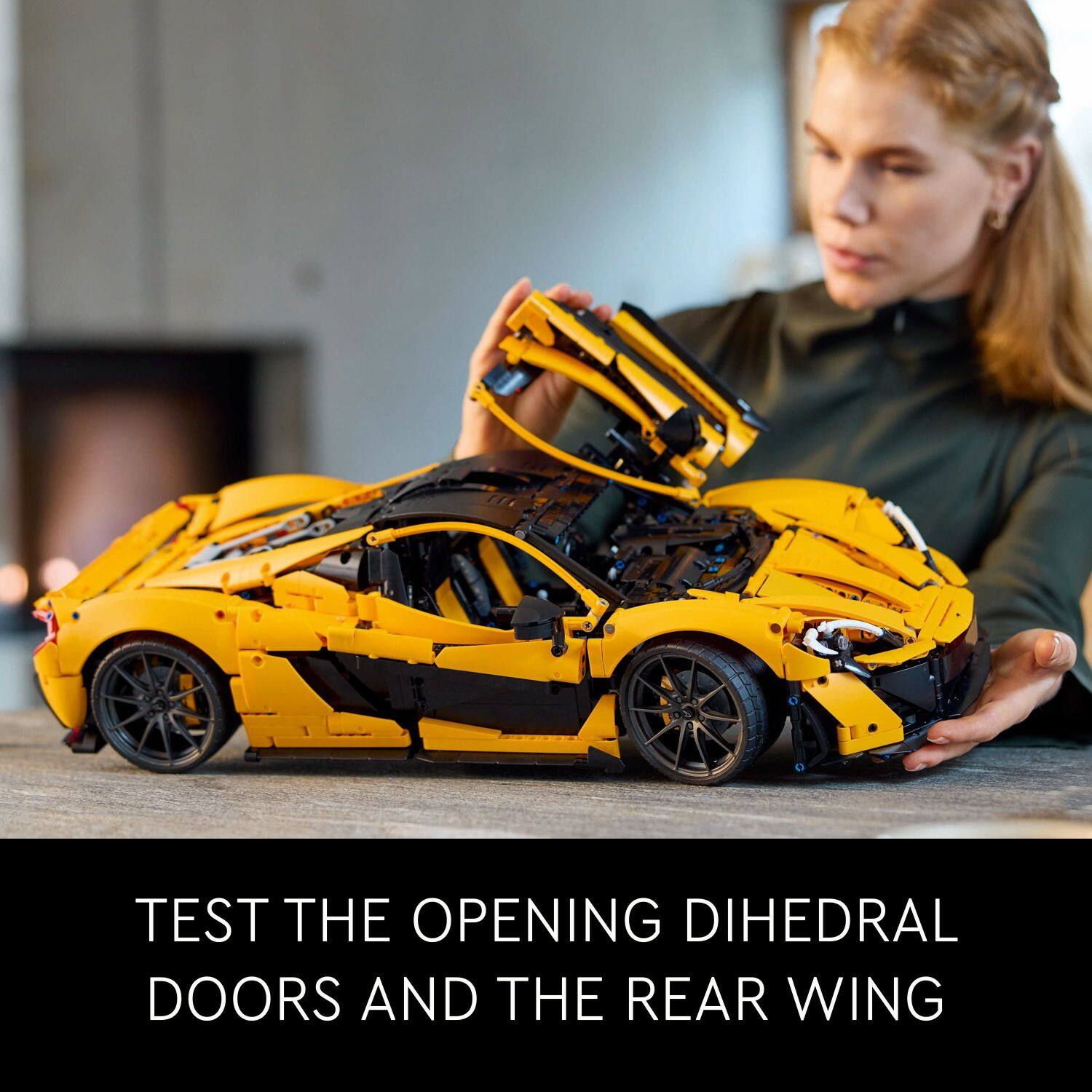 Test the opening dihedral doors and the rear wing.