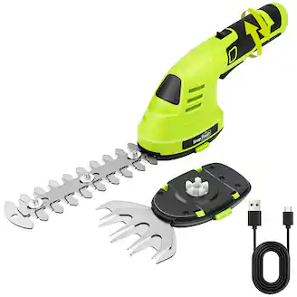 SnapFresh 8V Cordless Grass Clipper and Hedge Shear with Rotating Head and Battery for Garden and Lawn