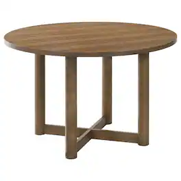 Manhattan Lane - Billie Dining Table, Wood Frame, Cross Legs, Round 46 Inch - Brown