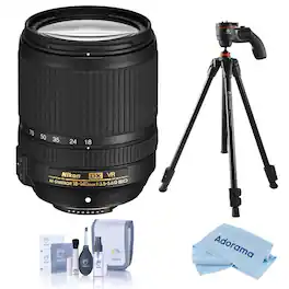 Bundle - Nikon - 18-140mm f/3.5-5.6G ED AF-S DX NIKKOR VR Lens, with Slik U8800L 3-Section Aluminum Tripod with Hybrid 3-Way