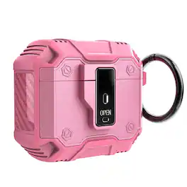 Stock Preferred - Rugged Shockproof Case for AirPods Pro with Keychain & Secure Lock - Pink