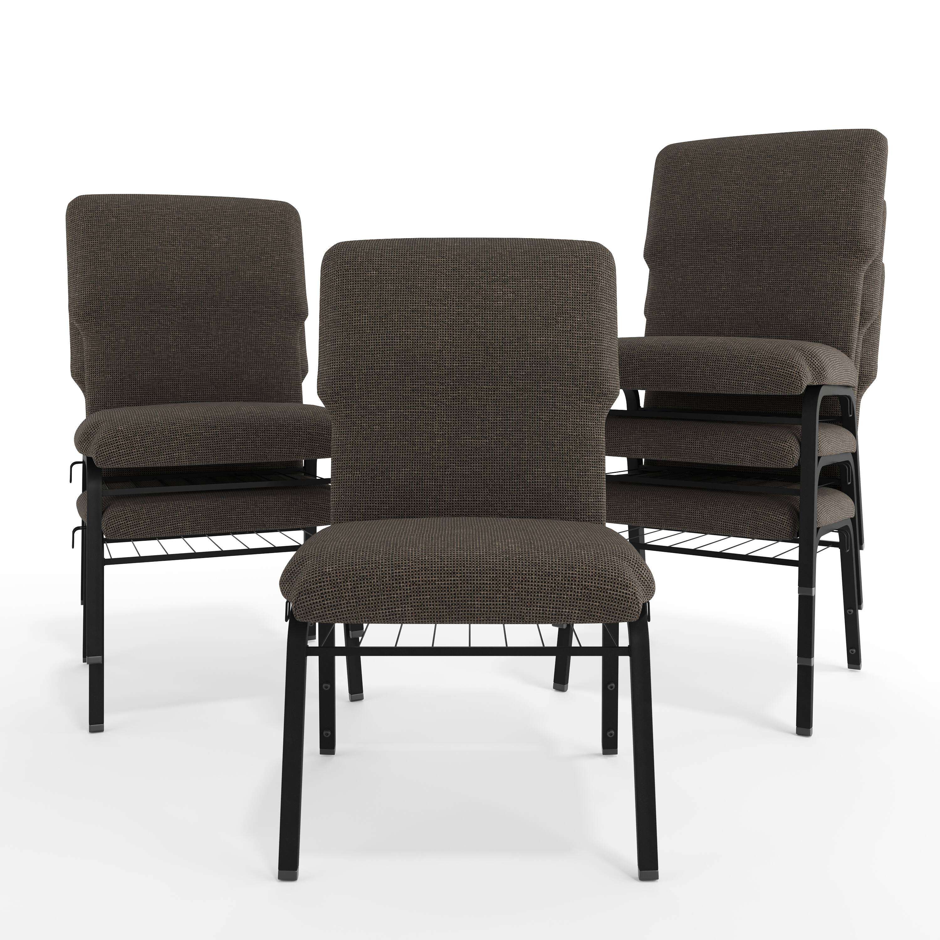 Alt View 10. Emma + Oliver - Discount Church Chair - 21 in. Wide - Fossil Fabric/Black Frame.