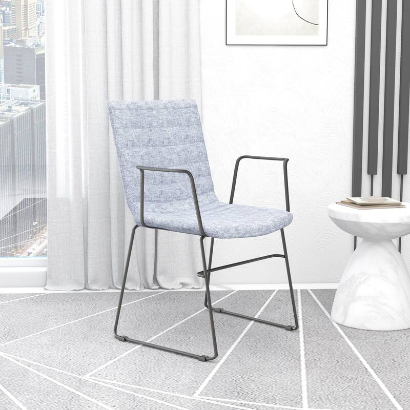 Left. LeisureMod - Zylar Office ArmChair with PU Leather, Foam Cushion, Stainless Steel Base & Ergonomic Support - Grey.