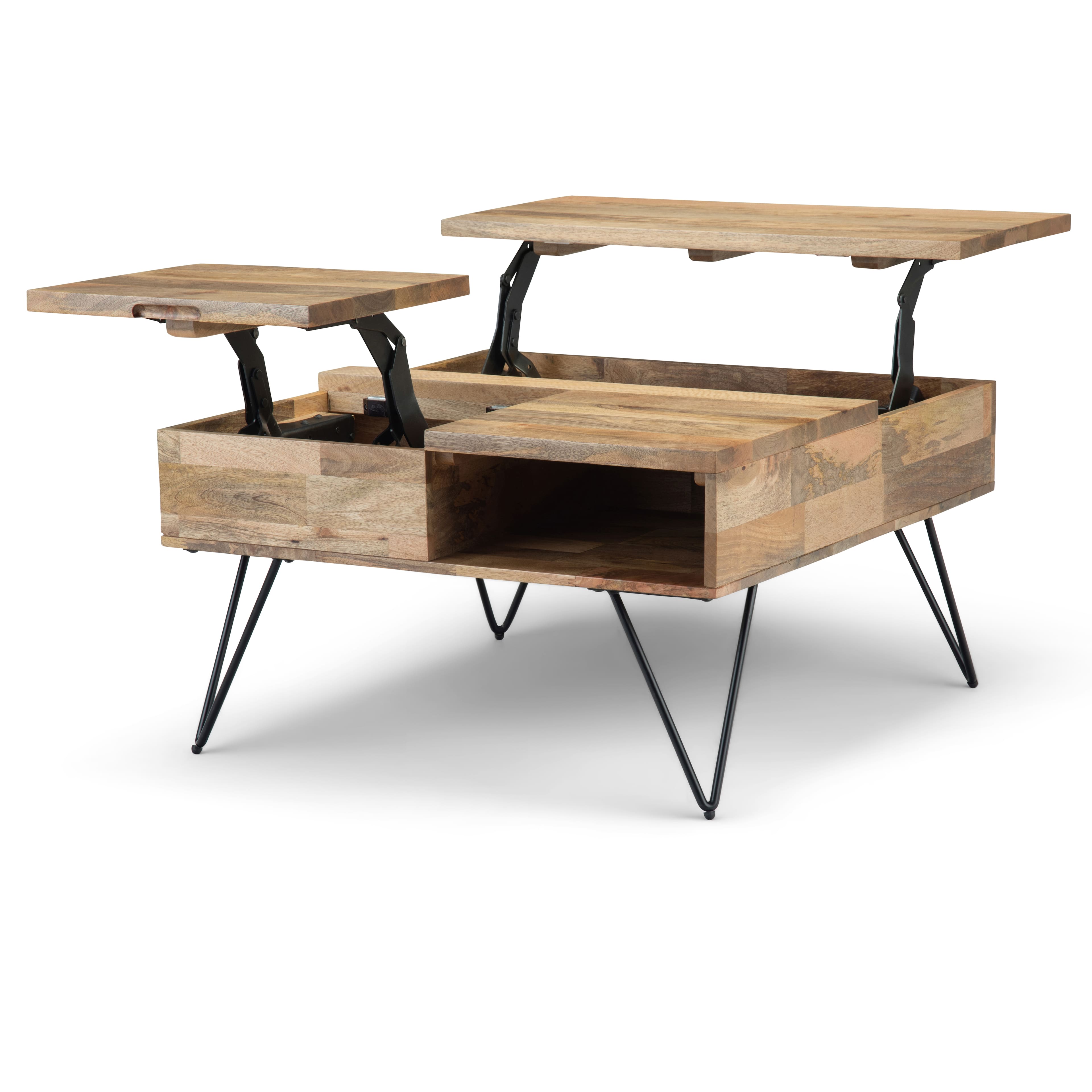 Angle Zoom. Simpli Home - Hunter Lift Top Square Coffee Table - Natural.