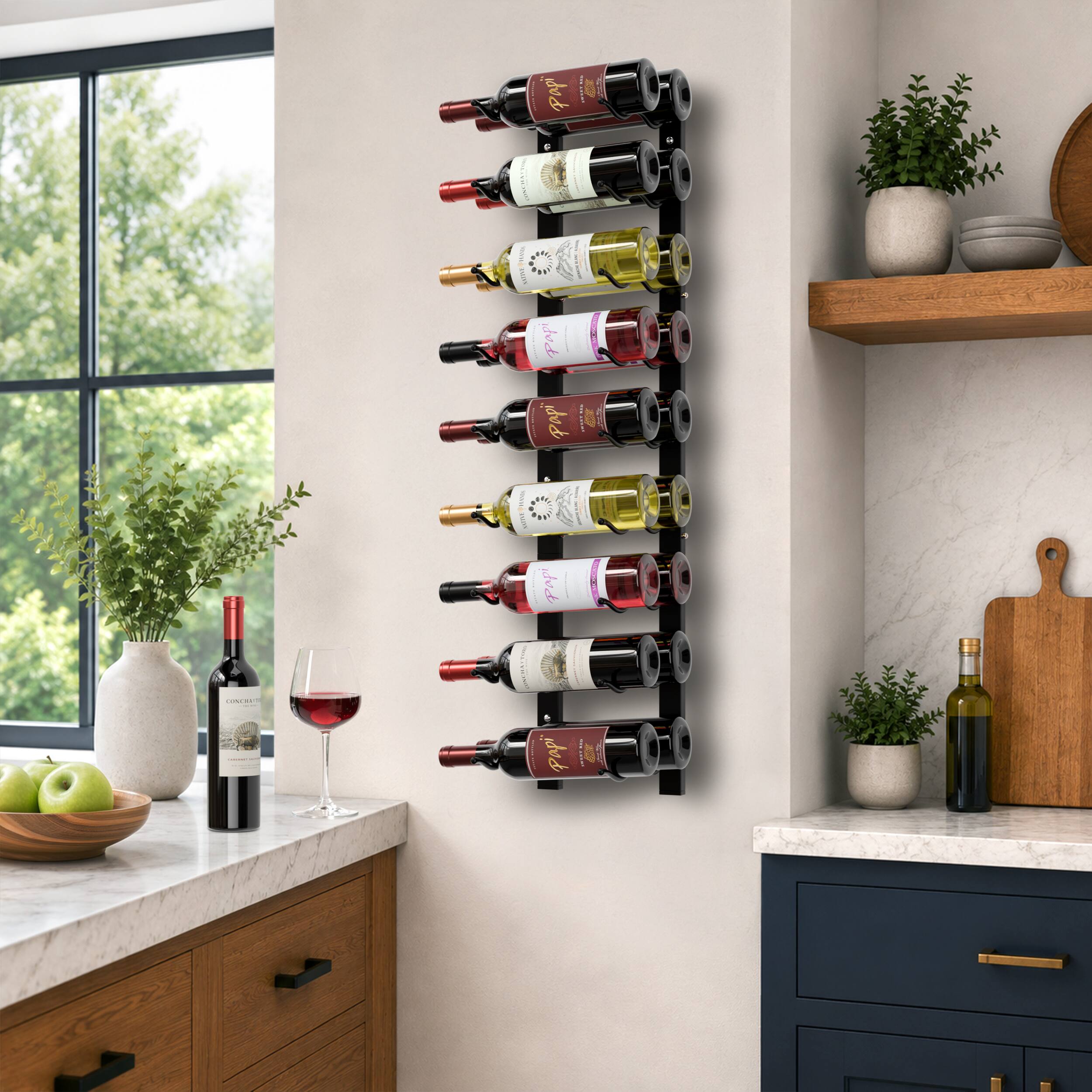 Sorbus Wall Mounted Wine Rack, 18 Bottle Double Row Holder, 1 Pack ...