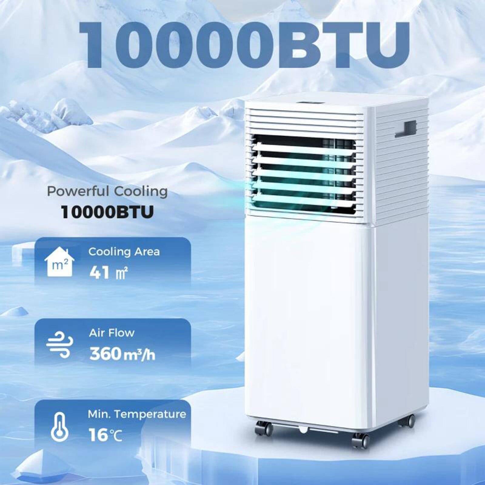 10000BTU

Powerful Cooling  
10000BTU

Cooling Area  
41 m²

Air Flow  
360 m³/h

Min. Temperature  
16°C