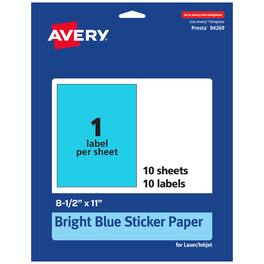 Avery - Printable Sticker Paper, Bright 8.5" x 11", 10ct - Blue