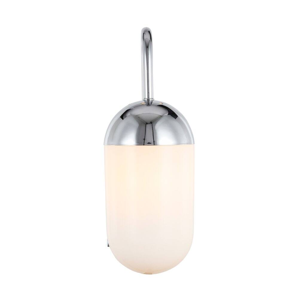 Alt View 1. Living District - Kace 1 Light Chrome And Frosted White Glass Wall Sconce - Chrome And Frosted White Glass.