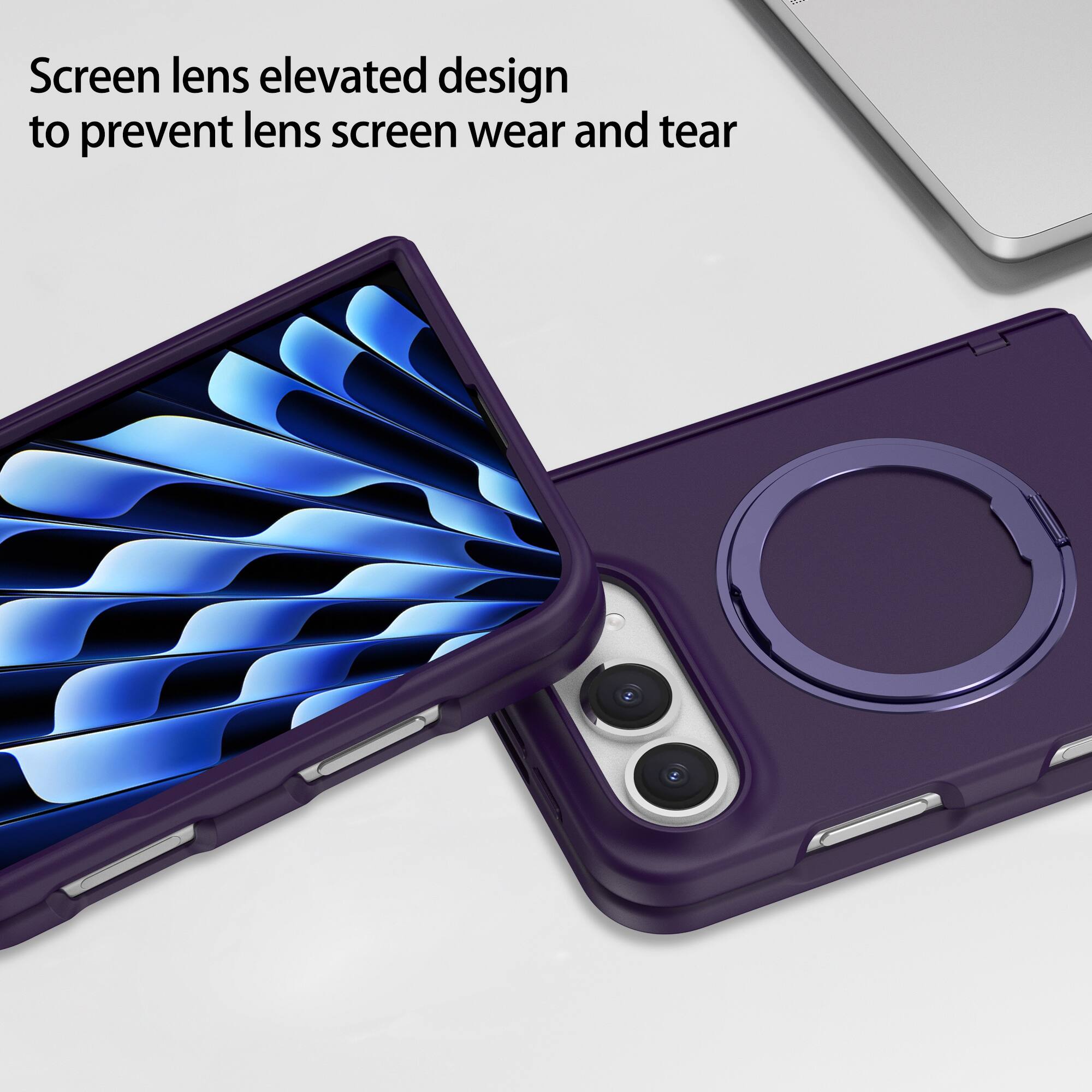 Screen lens elevated design to prevent lens screen wear and tear