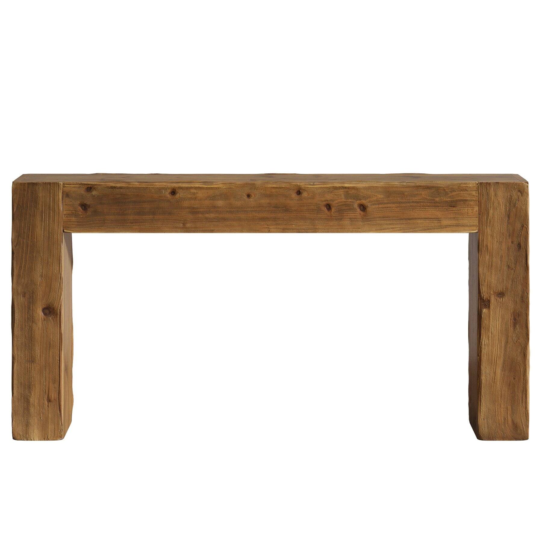 Alt View 1. Kadyn - Solid Wood Rectangular Console Table - Open Base, 63x11.8x31.5", Living Room/Entryway Furniture, Durable & Stylish - Brown.