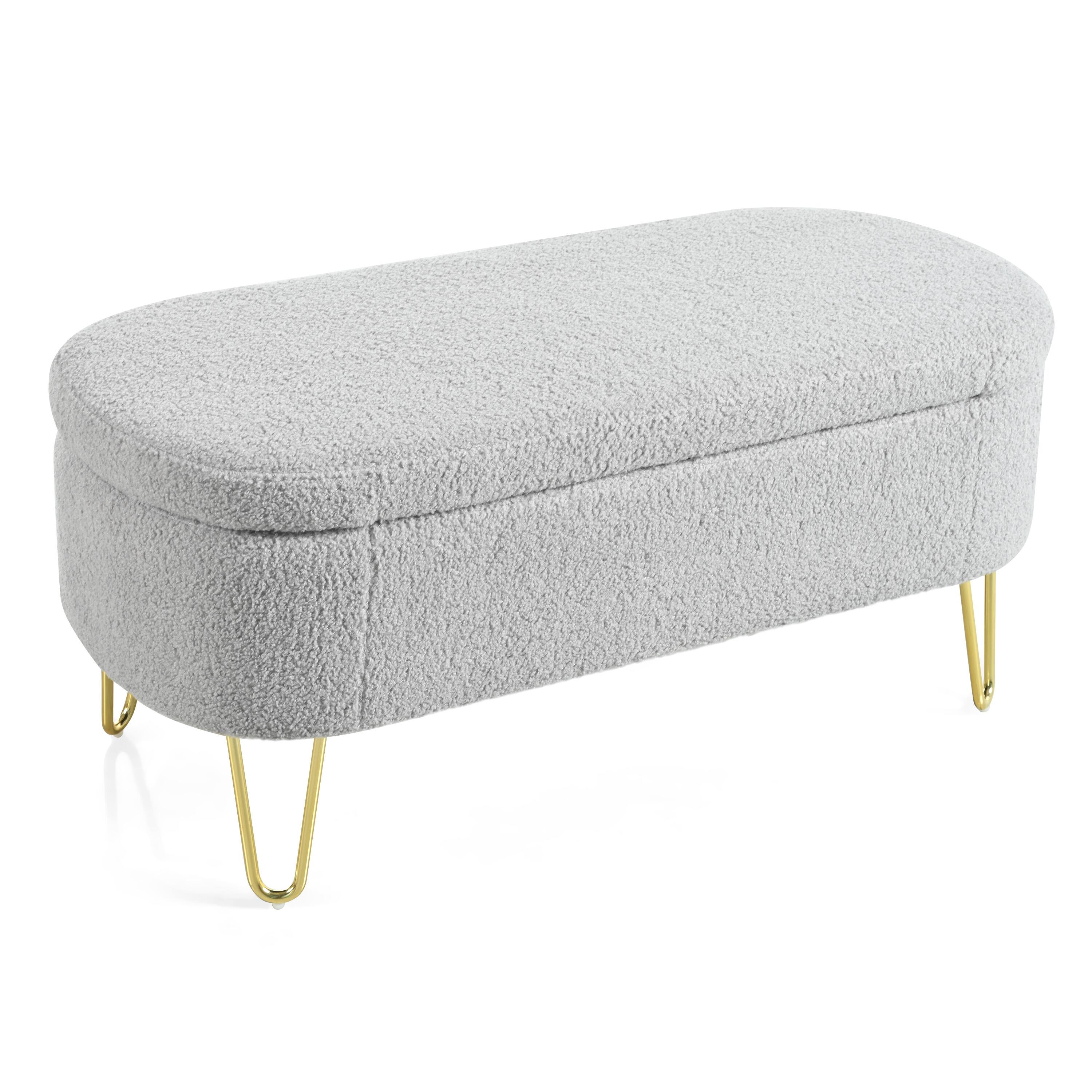 Alt View 6. Aukfa - 40" Folding Storage Ottoman Bench , 250lb Load, Upholstered with Metal Legs for Living Room, Bedroom, Entryway - Gray.