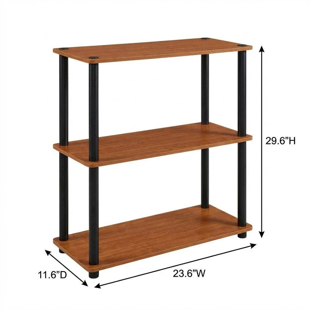 FurniFact - Wood Bookcase with Open Shelving and Sturdy Construction for Living Room Storage - Light Cherry/Black price history on PriceWatchPro