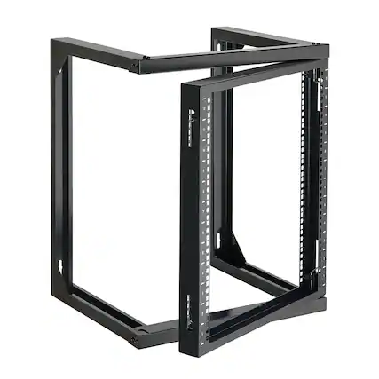 Front. VEVOR - 12U Wall Mount Server Rack, 150 lbs Max Load Capacity, Open Frame Network Rack with 180 Degrees Gate Swing, Carbon Steel - Black.