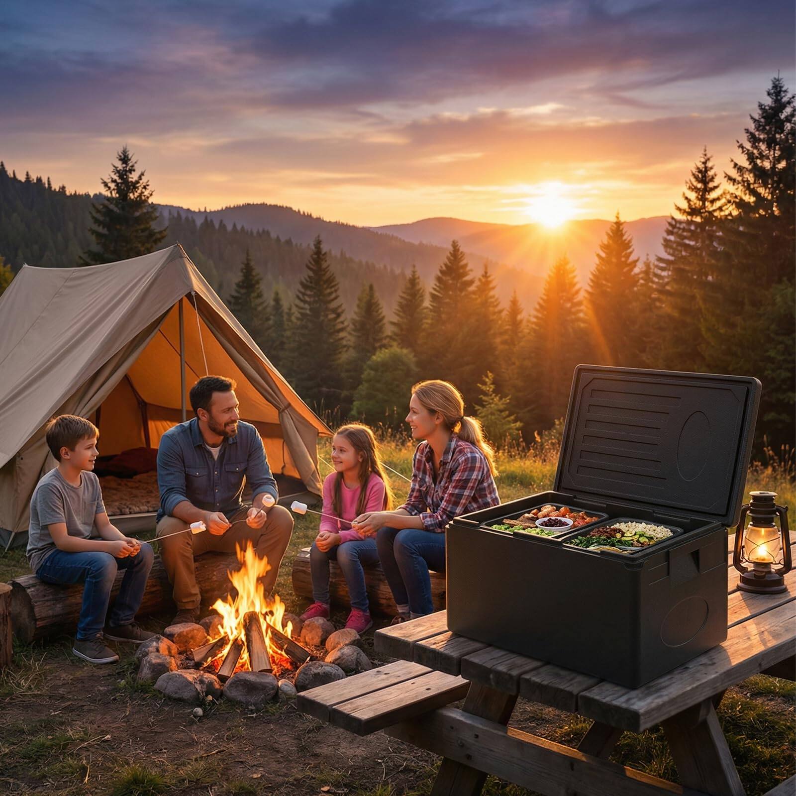 Alt View 1. Ecooso - 49-Qt Top-Load Insulated Food Pan Carrier, Stackable Hot Box with Built-In Handles - Black.