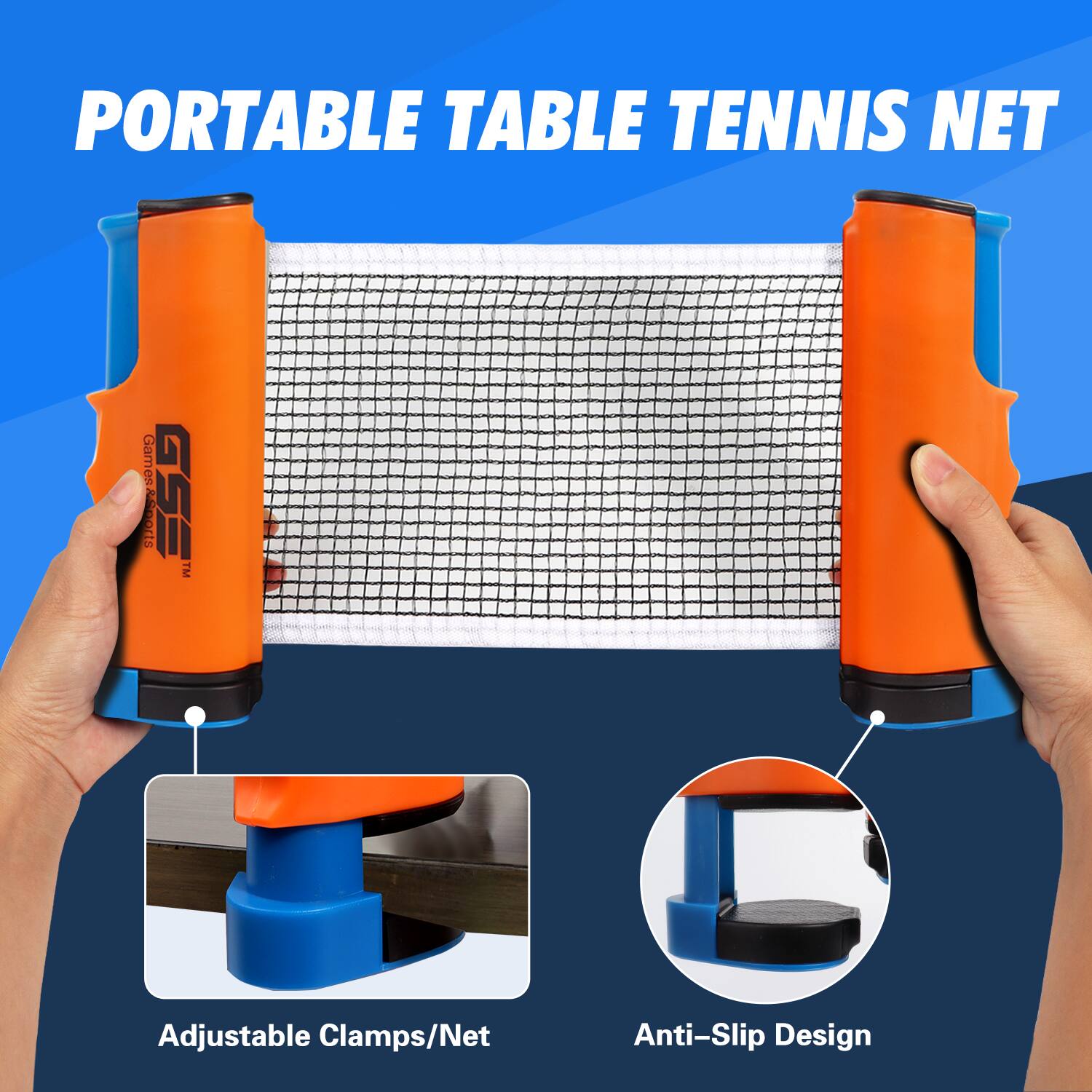 PORTABLE TABLE TENNIS NET
GSE Games & Sports
Adjustable Clamps/Net
Anti-Slip Design