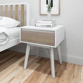 Plank+Beam - Scandinavian Nightstand with 1 Drawer - White/Blonde
