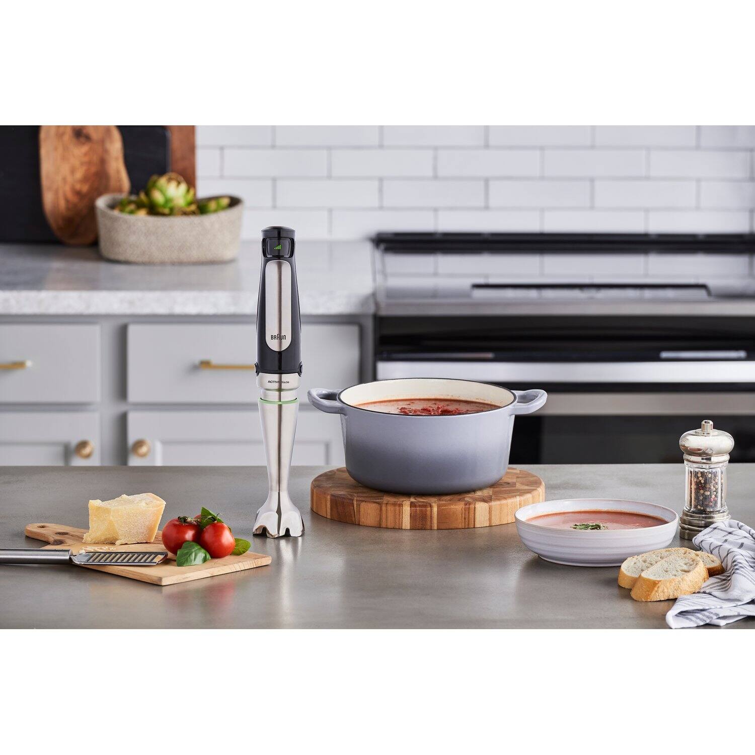 Alt View 13. Braun - MultiQuick Smart-Speed Hand Blender with 500 Watts of Power, Whisk, Masher, and 6-Cup Food Processor - Stainless Steel.