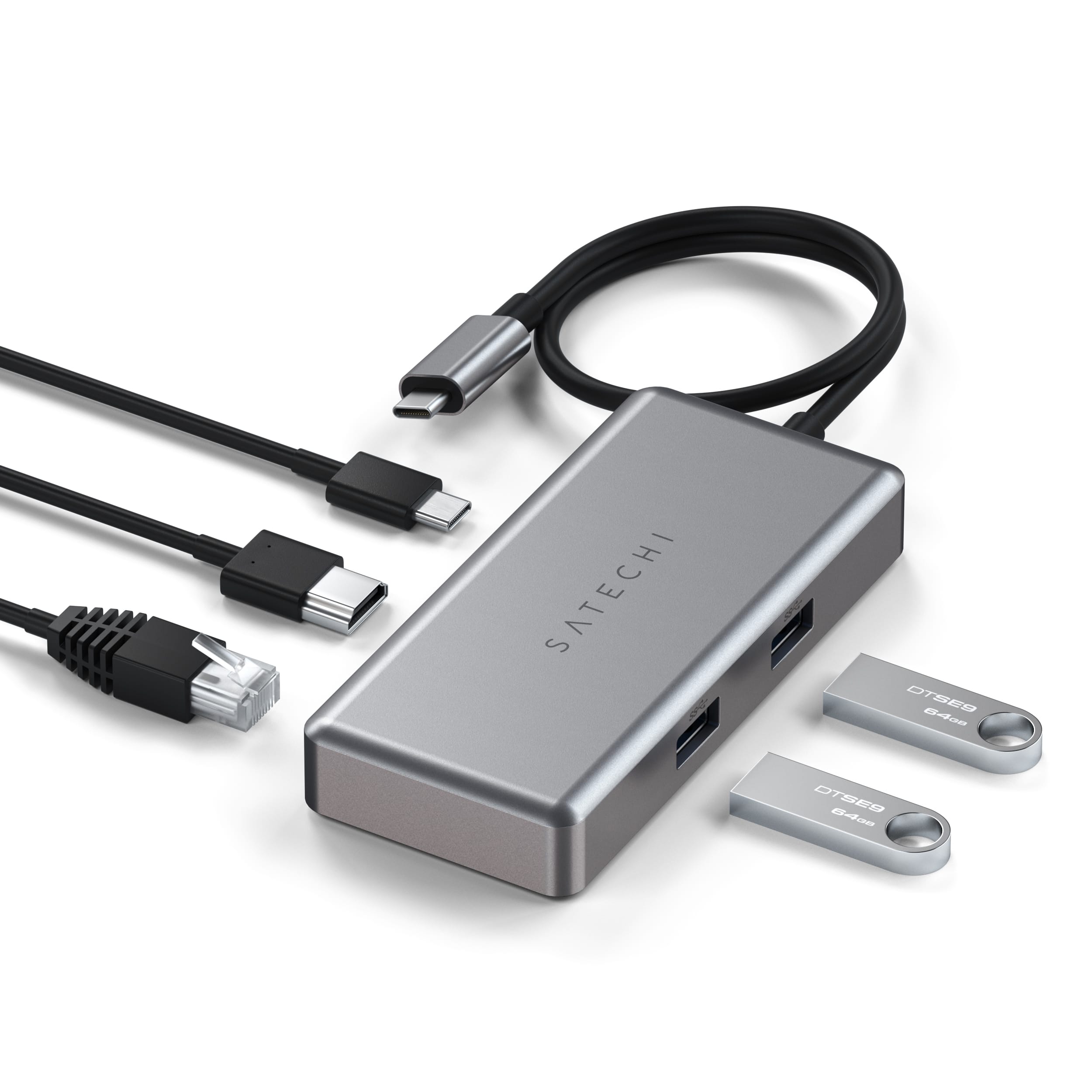 Alt View 16. Satechi - 5-port USB-C Multiport for Chromebook with Gigabit Ethernet, 4K HDMI (60Hz), USB-C PD charging (96W) and 2 USB-A 3.0 - Space Gray.