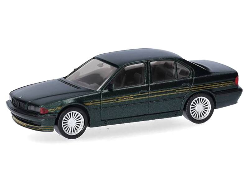 Angle. Herpa - BMW Alpina B12 Green Metallic 1/87 (HO) Plastic Model Car by Herpa - Green Metallic.