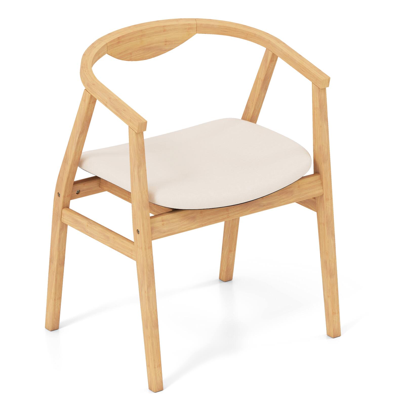 Gymax - Leisure Bamboo Armchair Modern Accent Chair w/ Curved Back & Bamboo Structure - Natural