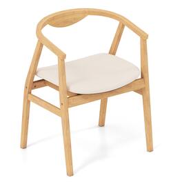 Gymax - Leisure Bamboo Armchair Modern Accent Chair w/ Curved Back & Bamboo Structure - Natural