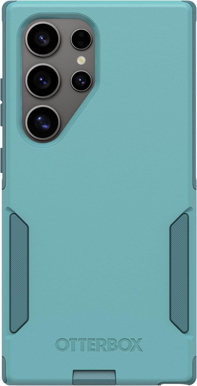 Left. OtterBox - OtterBox - Commuter Series Hard Shell for Samsung Galaxy S24 Ultra - Riveting Way (Teal).