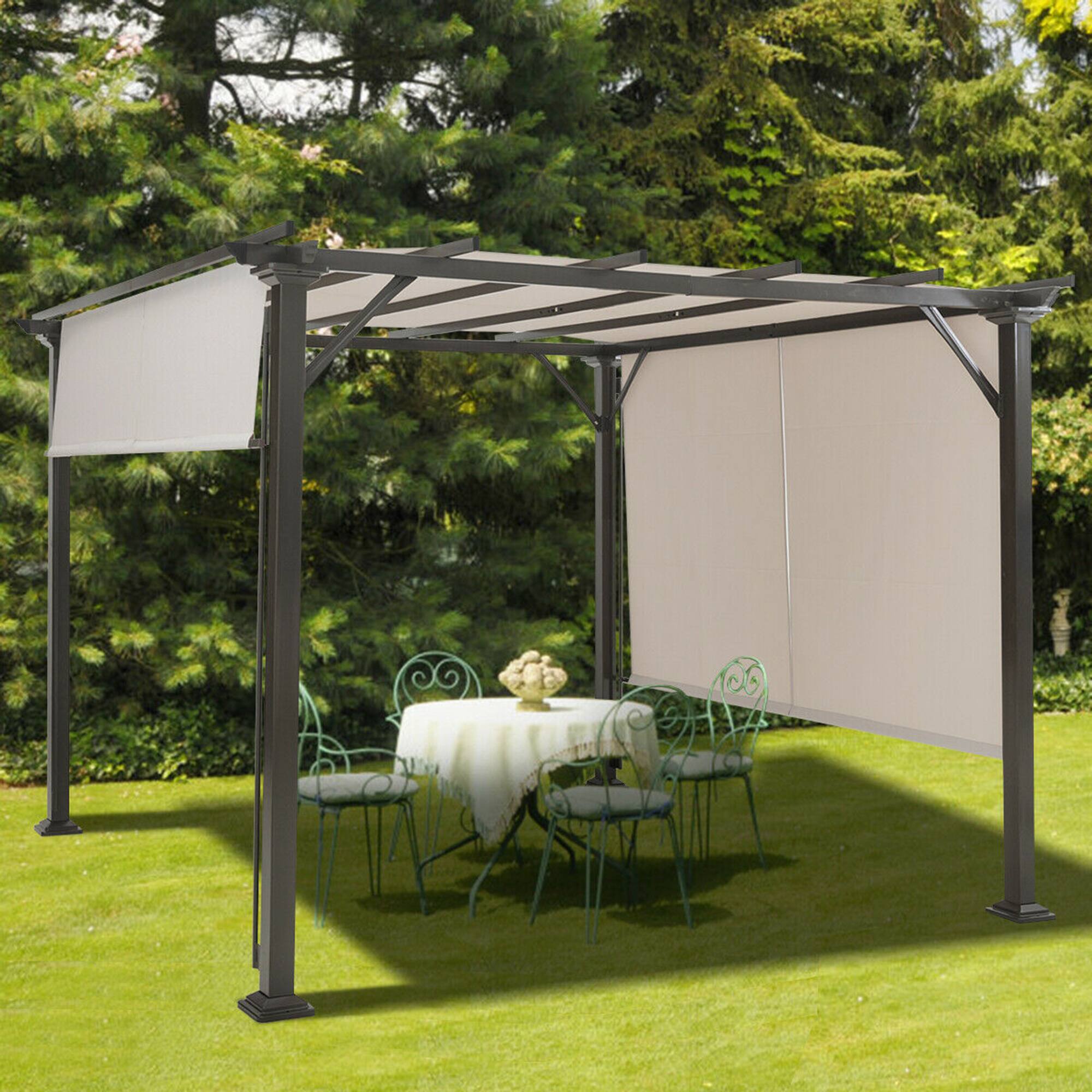 Alt View 3. Costway - Costway 10' X 10' Pergola Kit Metal Frame Gazebo &Canopy Cover Patio Furniture Shelter - Beige.