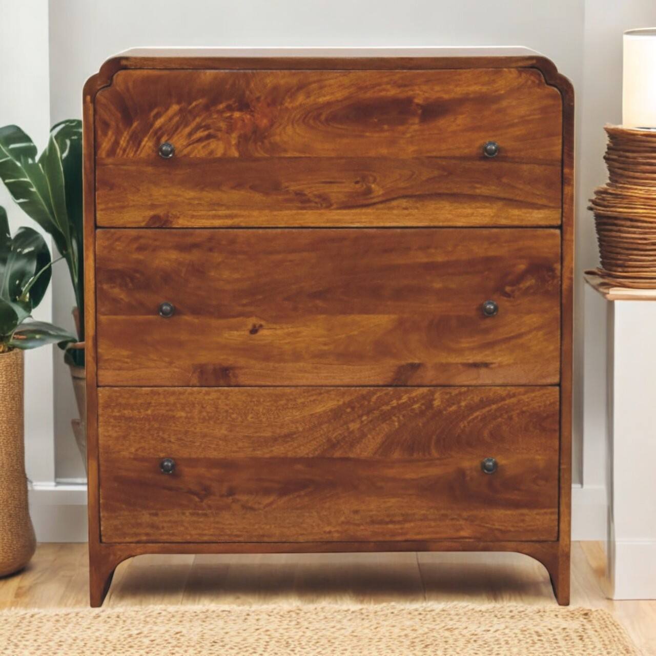 Artisan Furniture - Solid Wood Newton Chestnut 3 Drawer Chest - Brown