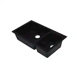 Alfi - brand 34 Double Bowl Undermount Granite Composite Kitchen Sink - Black