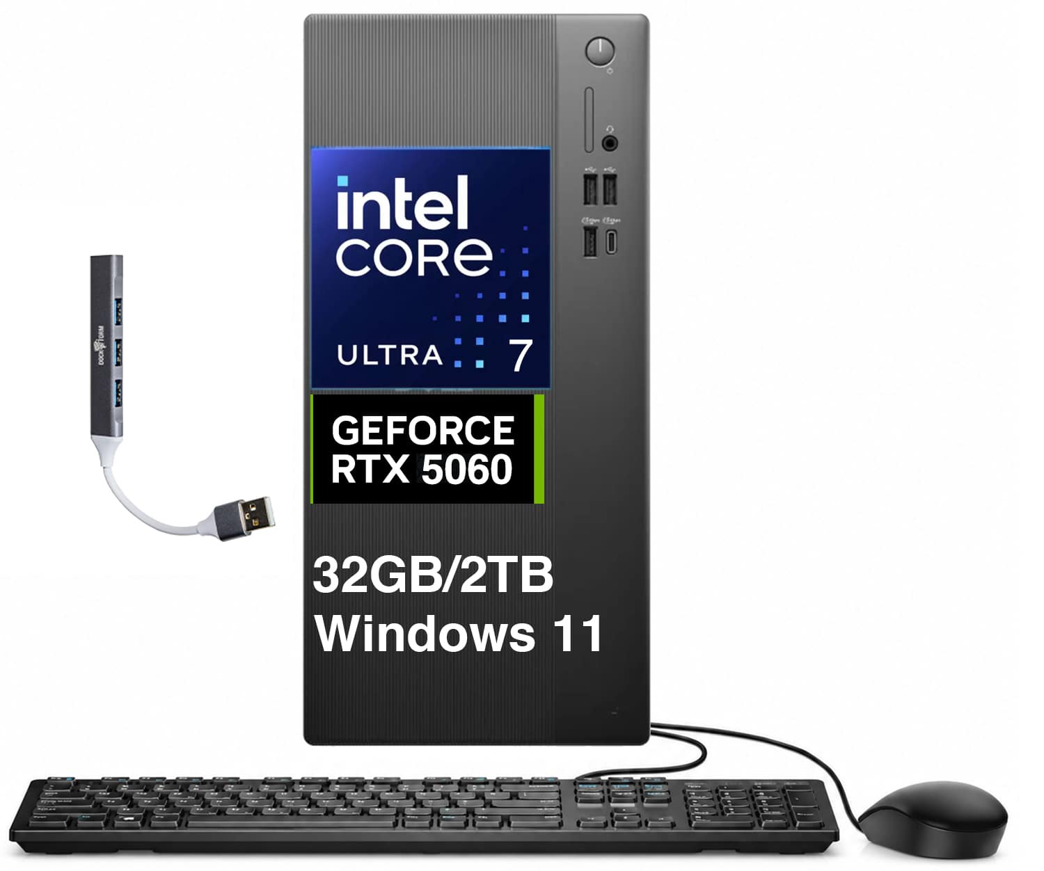 Photos - Computer Case Tower Dell - Upgraded -  ECT1250 Desktop  w (Ultra 7 265F, 32GB, 2TB SSD, GeForce RTX 5060, WiFi 6, Bluetooth 5.4, Win 11 Pro)