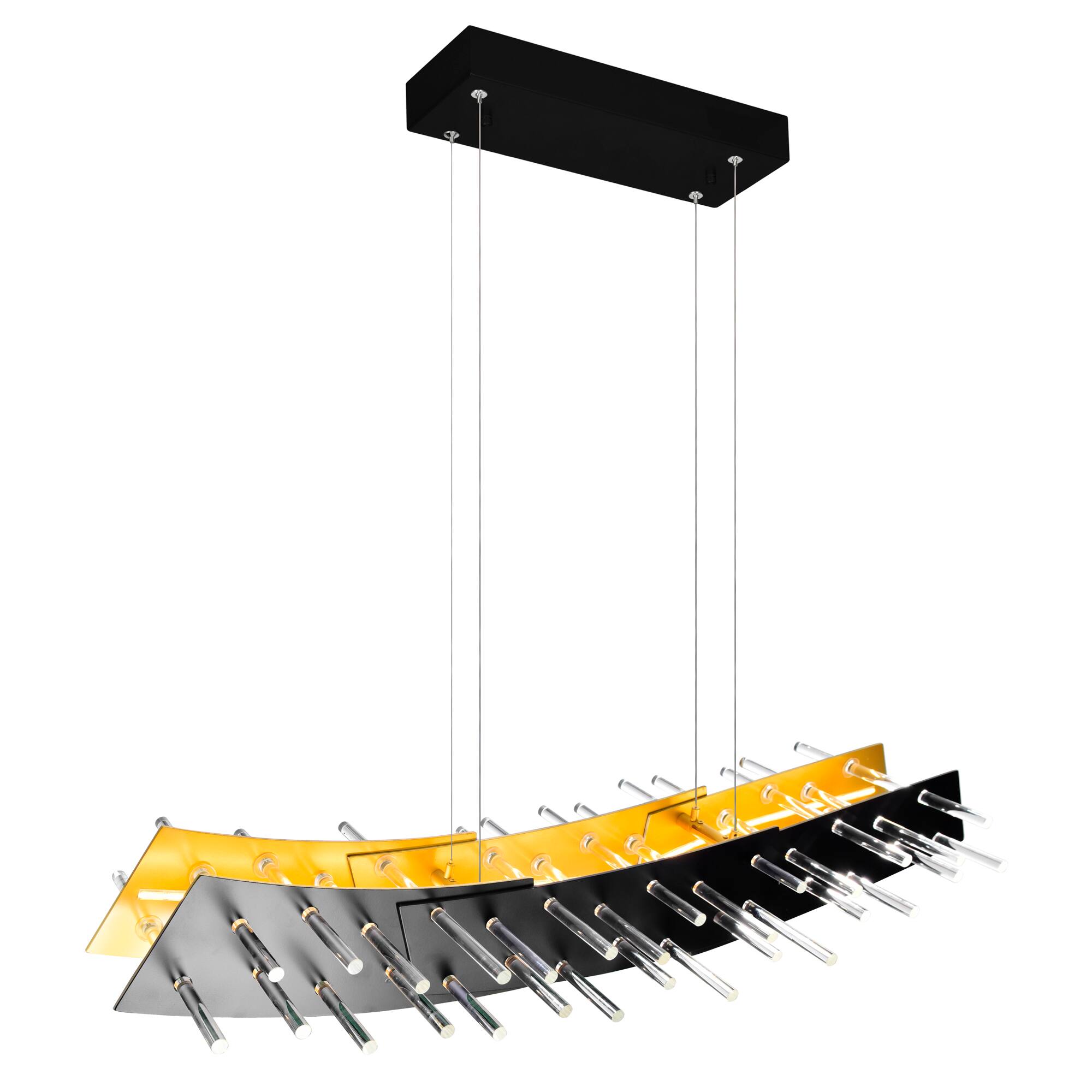 Back. CWI Lighting - Gondola LED Chandelier With Black Finish - Black & Satin Gold.