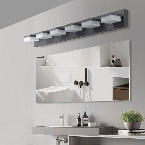 Alt View 2. LUCKY ONE - 6-Light Black LED Vanity Light, Wall Mount Mirror Fixture for Bathroom Makeup Table, 36W - Black.