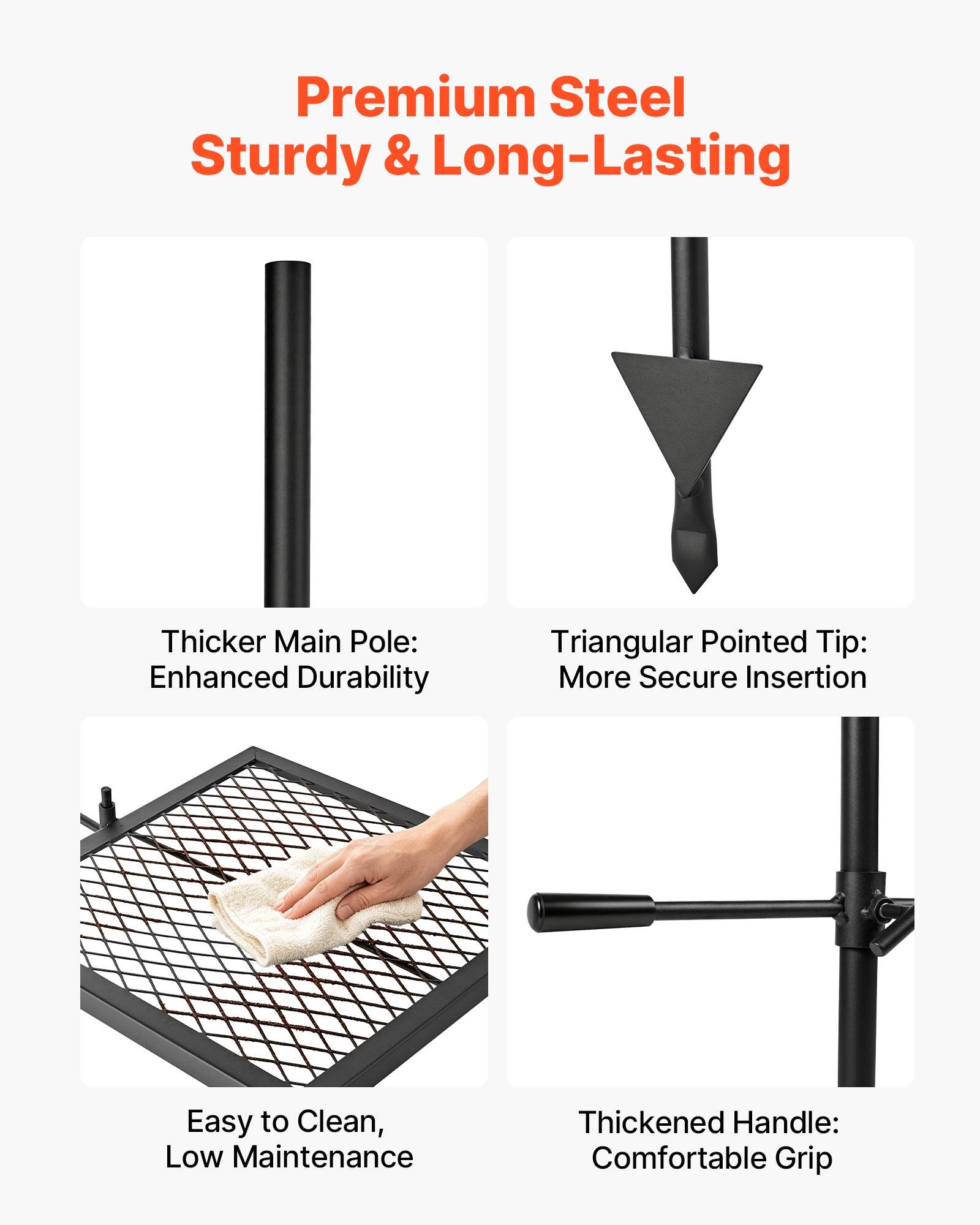 Premium Steel Sturdy & Long-Lasting

Thicker Main Pole: Enhanced Durability

Triangular Pointed Tip: More Secure Insertion

Easy to Clean, Low Maintenance

Thickened Handle: Comfortable Grip
