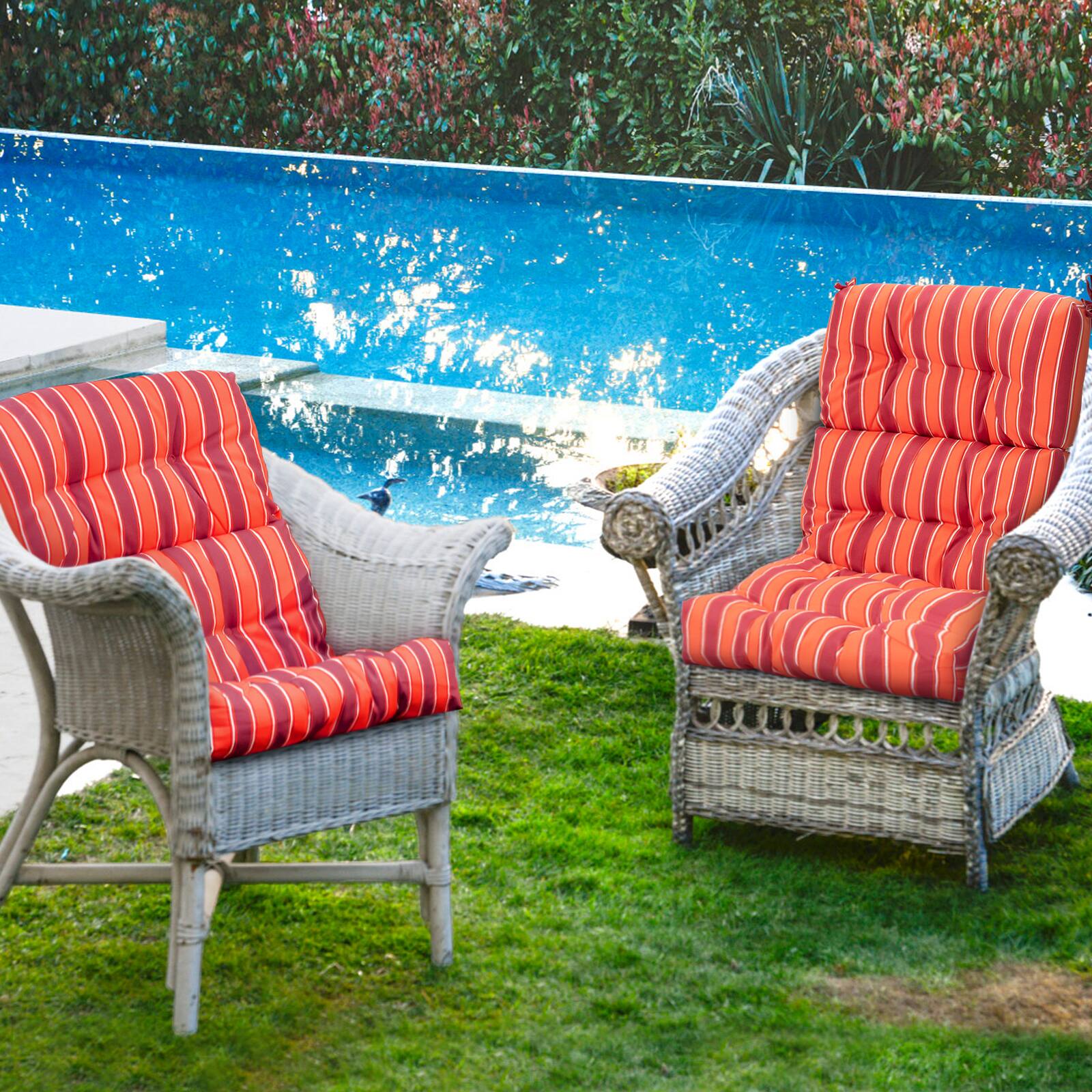 Alt View 4. Costway - Costway 2 PCS Outdoor Back Chair Cushion Tufted Pillow Patio Seating Pad - Red and Orange.