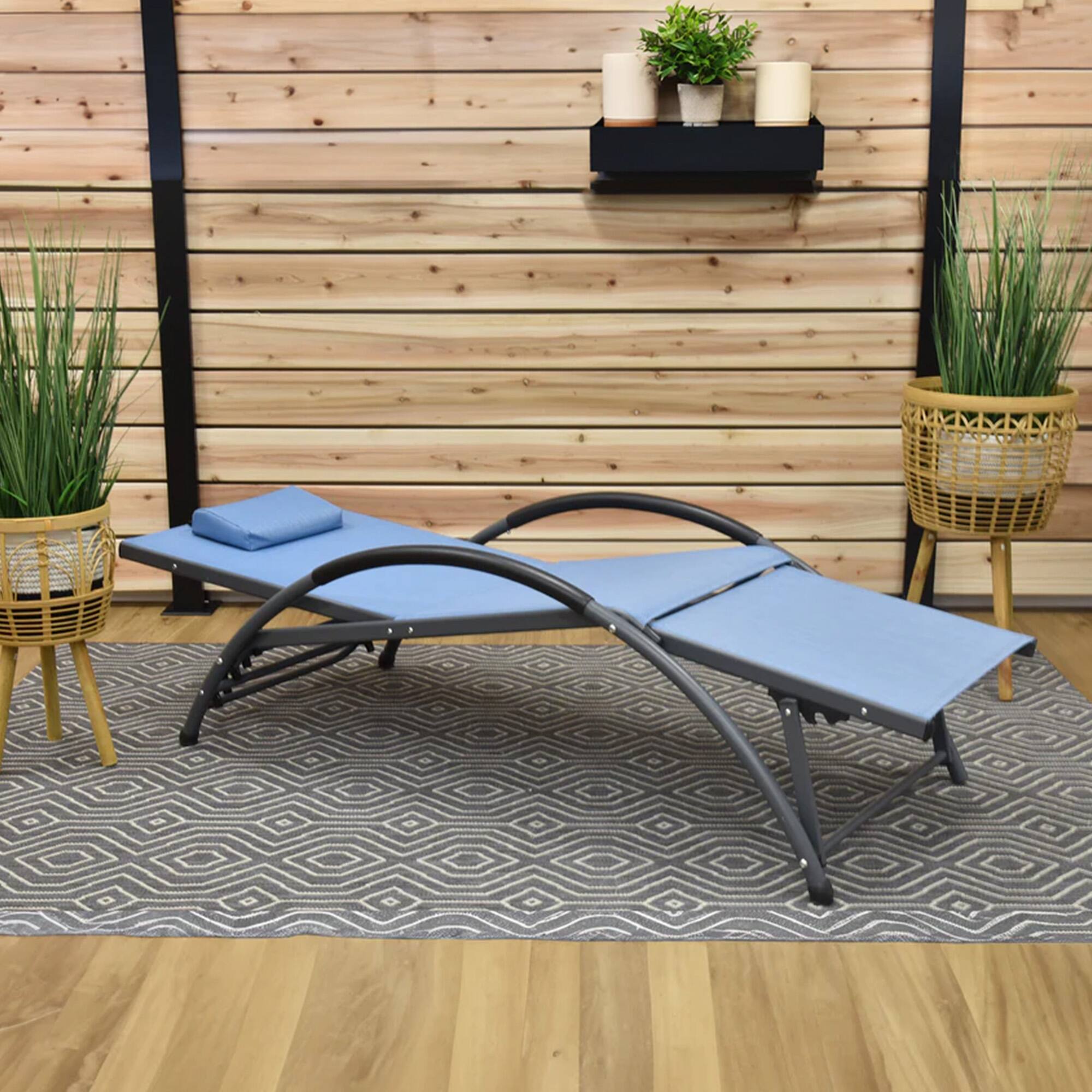 Alt View 6. Vivere - Vivere Aluminum Reclining Dockside Sun Lounger for Patio & Pool, Cape Cod - Cape Cod.