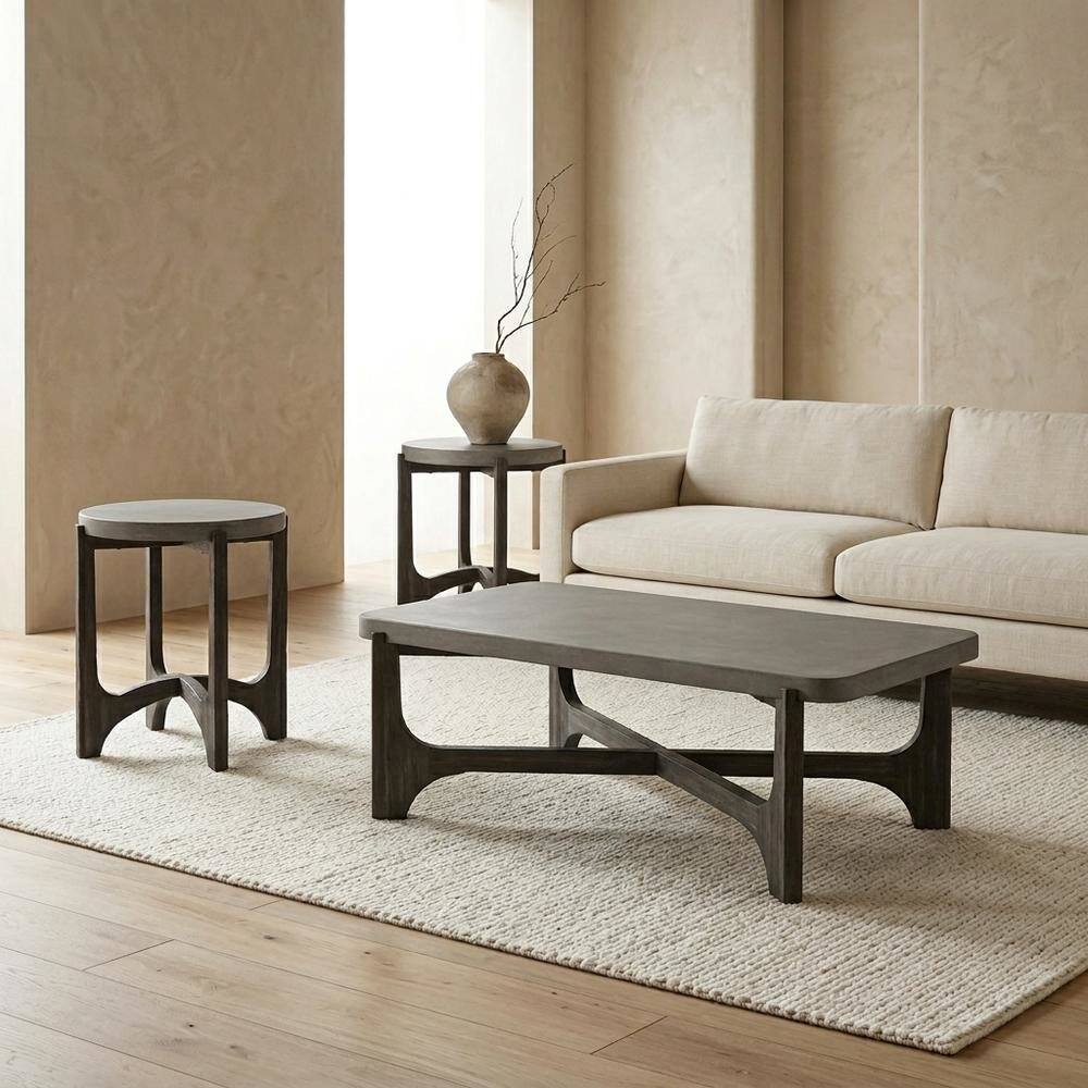 Alt View 4. Starlight Canyon Home - Living Room Set, Coffee Table Set of 3 with End Tables - Wirebrush Rustic Brown.