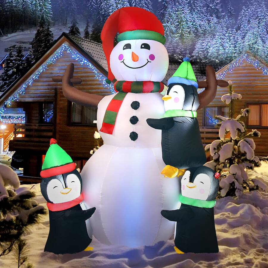 SnowMan D.D a Costway 6ft Christmas Inflatable Snowman with Penguins Quick